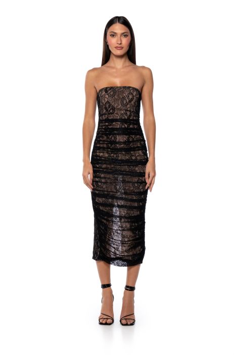POPPY LACE MIDI DRESS IN BLACK
