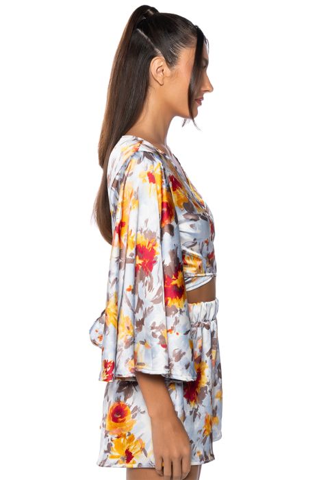 PRETTIEST PROBLEM BLOUSE AND SHORT SET IN BLUE MULTI