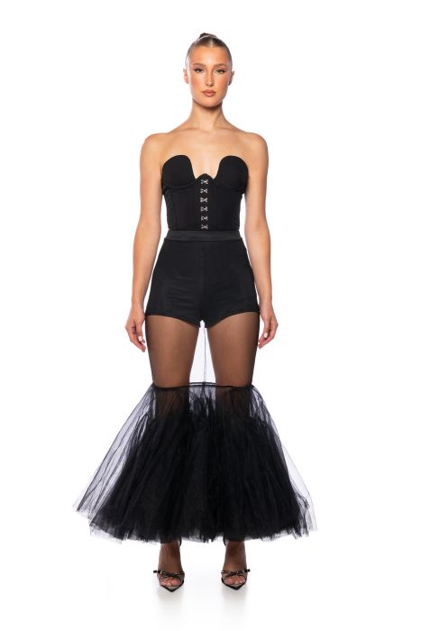 PRINCESS VIBES TULLE MAXI SKIRT IN BLACK
