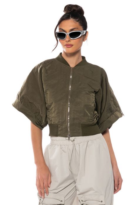 REPORTING FOR DUTY SHORT SLEEVE BOMBER in OLIVE
