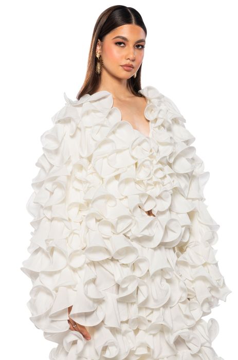 RIPLEY WIDE RUFFLE JACKET IN WHITE
