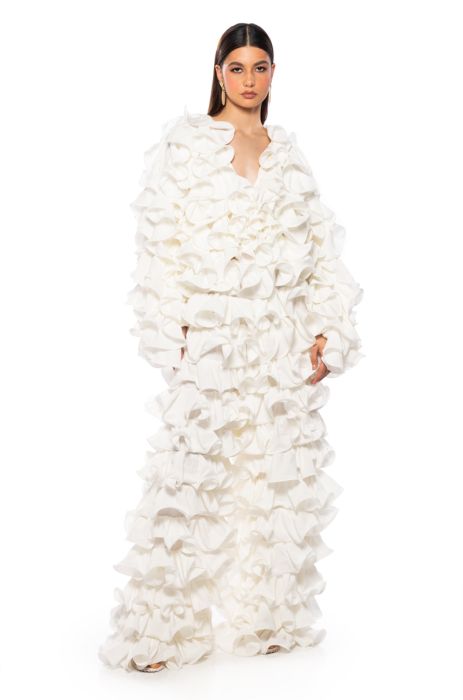 RIPLEY WIDE RUFFLE JACKET IN WHITE