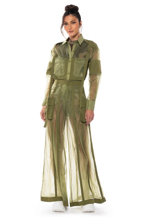 SAGE WIDE LEG TROUSER in GREEN