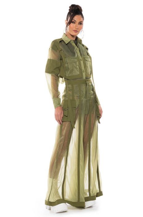 SAGE WIDE LEG TROUSER in GREEN