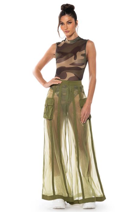 SAGE WIDE LEG TROUSER in GREEN