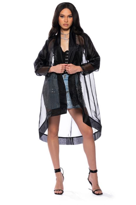SAMURAI SHAPED DUSTER in black