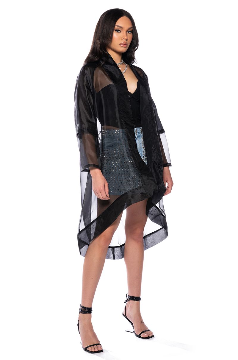 SAMURAI SHAPED DUSTER in black