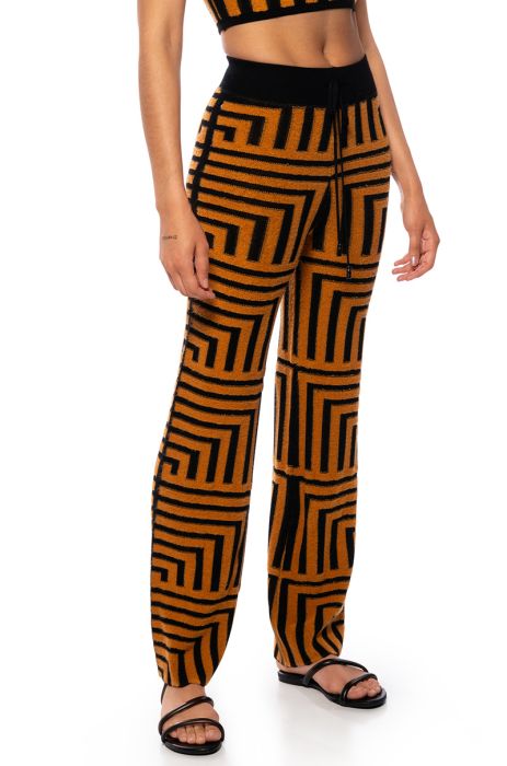 SAVANNAH WIDE LEG ORANGE PANTS in BLACK ORANGE