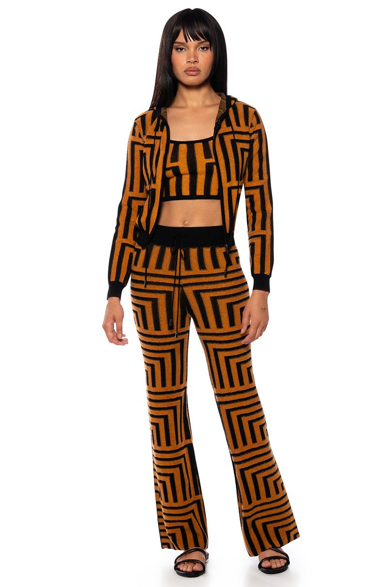 SAVANNAH WIDE LEG ORANGE PANTS in BLACK ORANGE