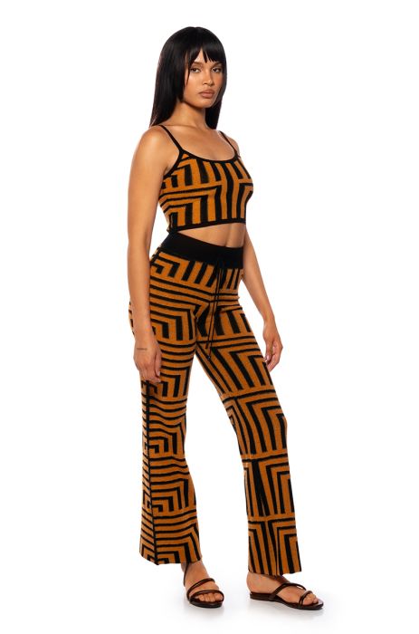 SAVANNAH WIDE LEG ORANGE PANTS in BLACK ORANGE