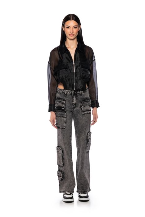 SELINA MULTI-POCKET CARGO JEAN IN BLACK