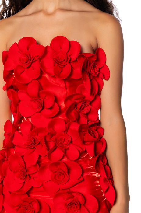 SHES A MASTERPIECE FLORAL MINI DRESS IN RED