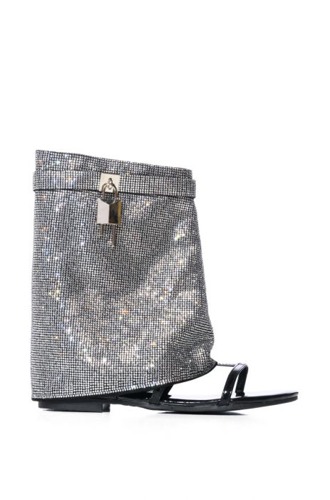 SHES DIFFERENT RHINESTONE SHEATH SANDAL IN BLACK
