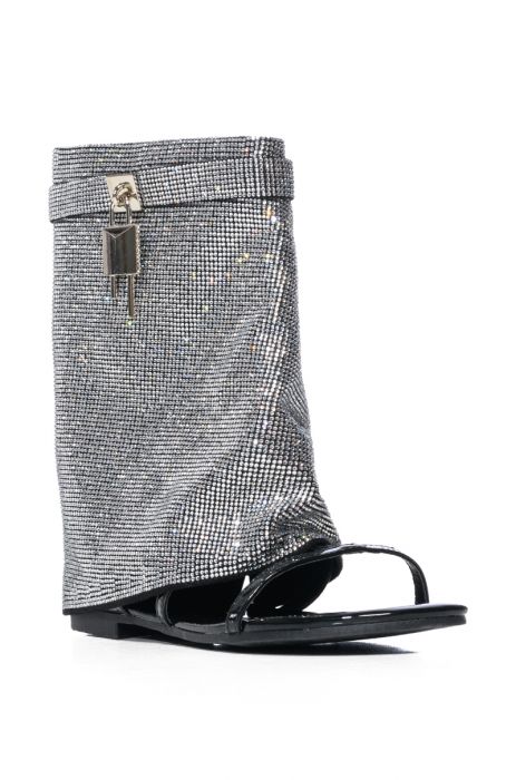 SHES DIFFERENT RHINESTONE SHEATH SANDAL IN BLACK