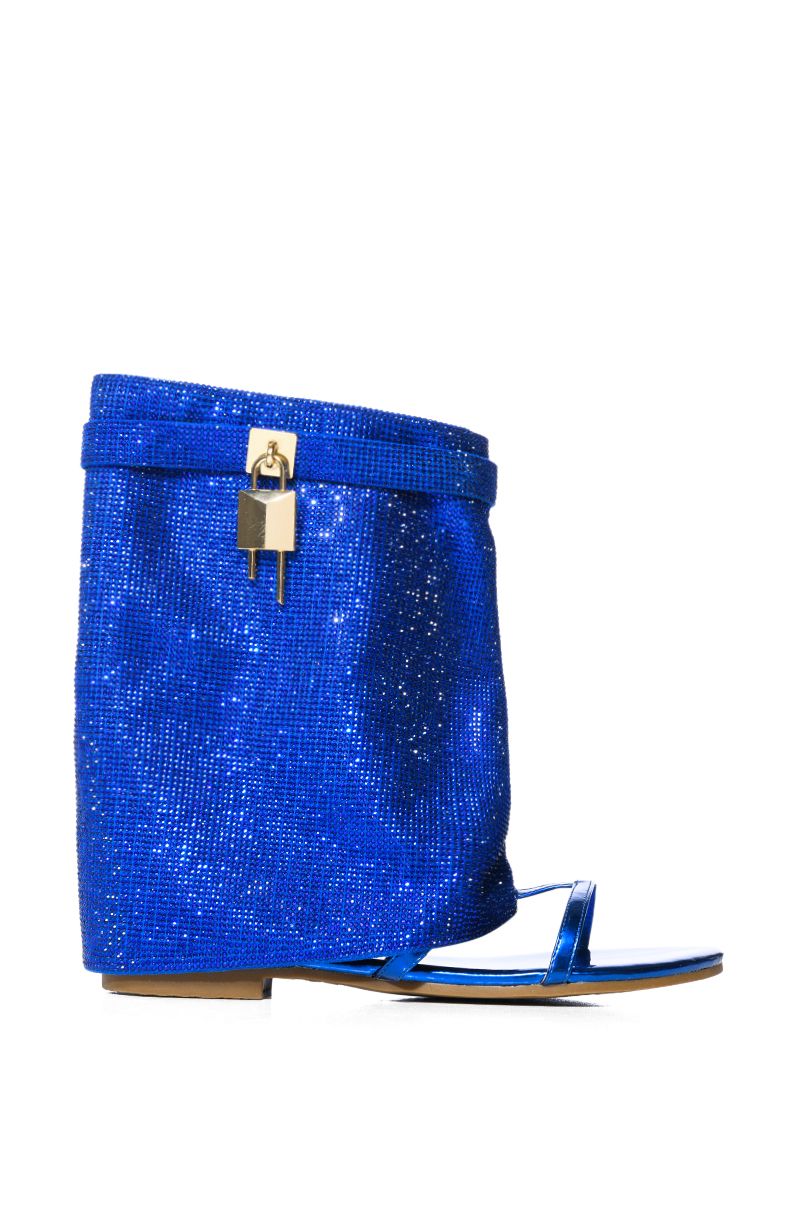 SHES DIFFERENT RHINESTONE SHEATH SANDAL IN BLUE