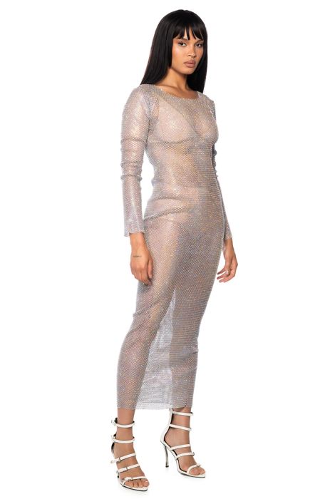 SHOW STOPPER MAXI DRESS IN SILVER