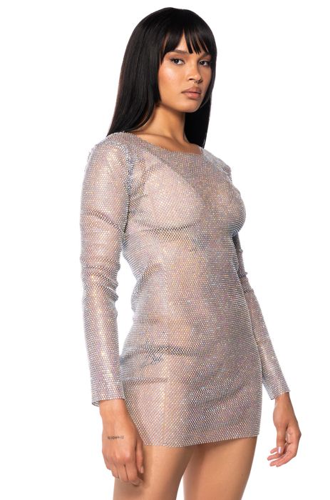 SHOW STOPPER MINI DRESS IN SILVER