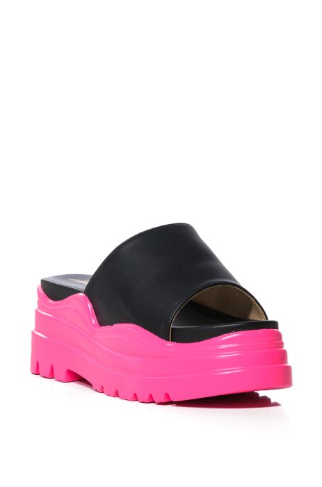 SOUR CANDY CHUNKY SLIP ON FLATFORM SANDAL IN PINK