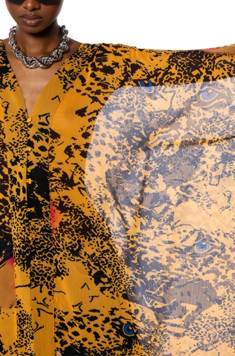 STAND OUT IN THE CROWD CHIFFON DUSTER in YELLOW MULTI