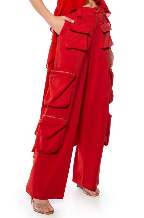 STEVIE SOFT SCUBA WIDE LEG CARGO PANTS IN RUST