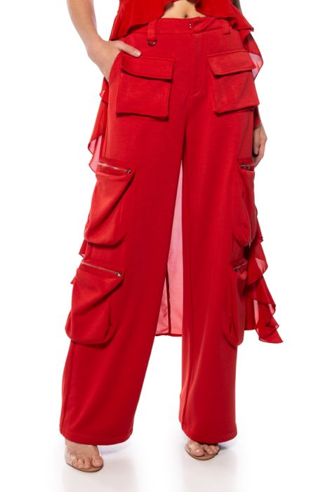 STEVIE SOFT SCUBA WIDE LEG CARGO PANTS IN RUST