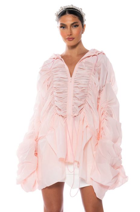 SWEETIE PIE PASTEL RUFFLE SPORTS BOMBER in LIGHT PINK