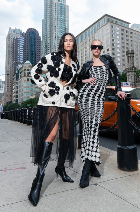 THE LUXE LIFE SEQUIN FLOWERS MAXI BOMBER TRENCH in beige multi