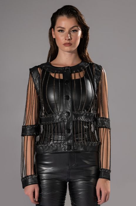 TOGETHER AGAIN CHAIN LINK JACKET IN HEMATITE