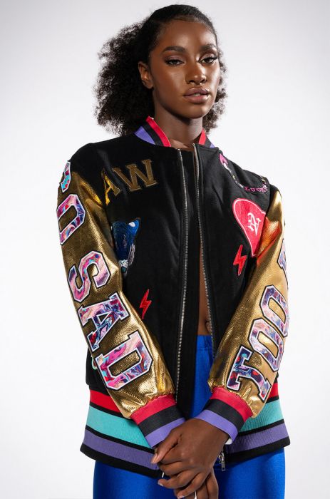 TOO BAD OVERSIZED BOMBER IN BLACK