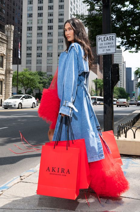 TOOK A WALK ON BLOOME DENIM TRENCH in medium blue denim