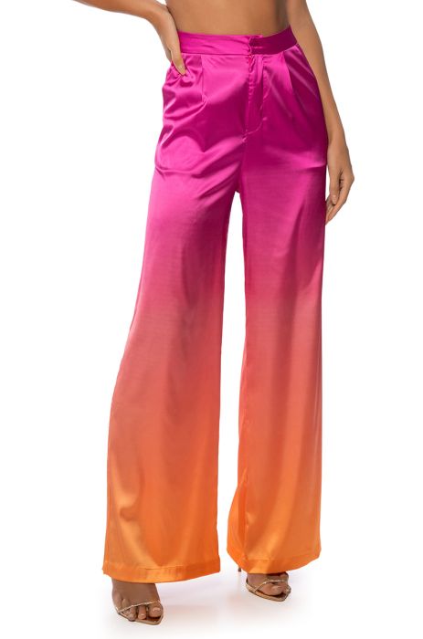 TROPICAL VACATION OMBRE STRAIGHT LEG TROUSERS in pink multi