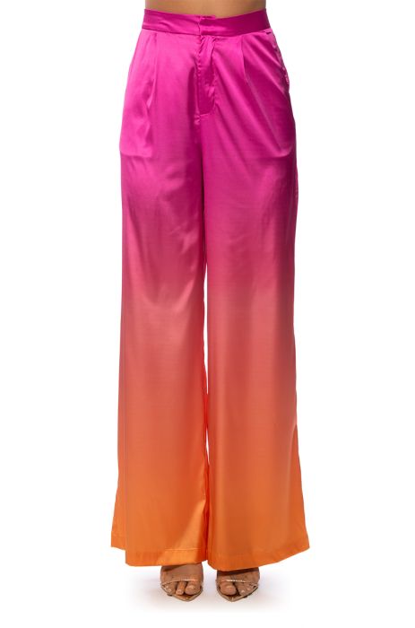 TROPICAL VACATION OMBRE STRAIGHT LEG TROUSERS in pink multi