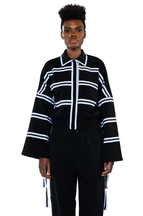 TWO STRIKES CUBA BOMBER JACKET in BLACK WHITE