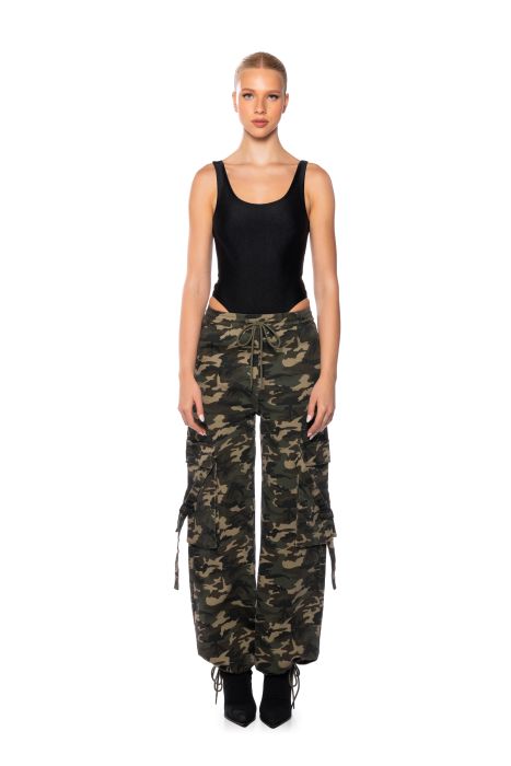 UNSTOPPABLE WIDE LEG CARGO PANTS IN GREEN MULTI