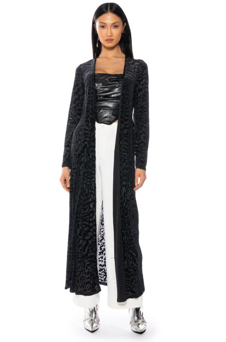 UTMOST GLAMOUR FLOCKING DUSTER IN BLACK