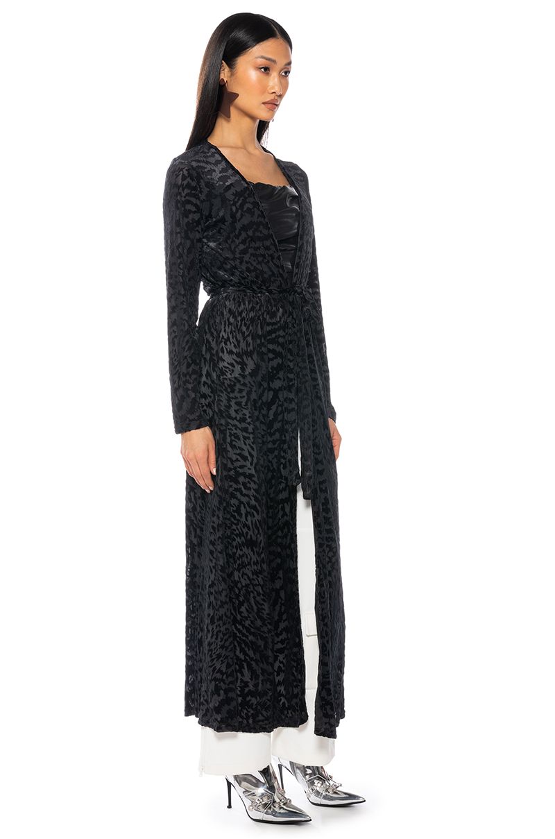 UTMOST GLAMOUR FLOCKING DUSTER IN BLACK