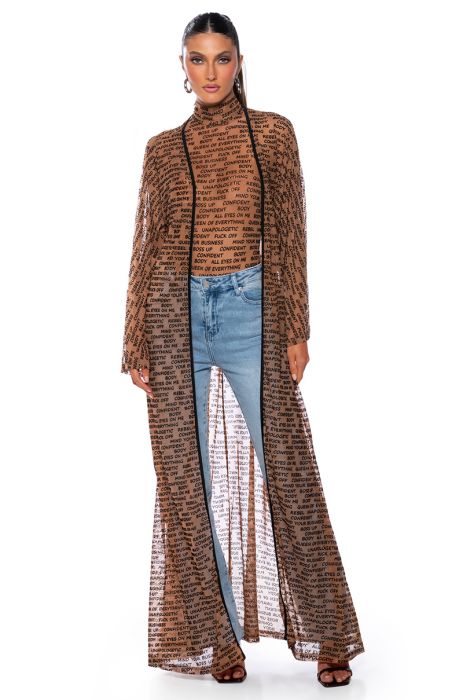 WORD OF MOUTH SHEER DUSTER in light brown