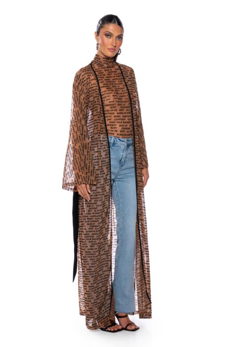 WORD OF MOUTH SHEER DUSTER in light brown