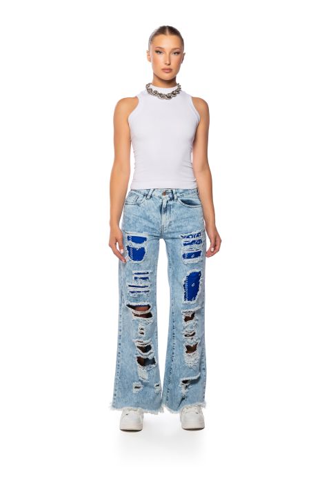 YOUR NEW FAVORITE DISTRESSED FLARED JEAN MIDI SKIRT
