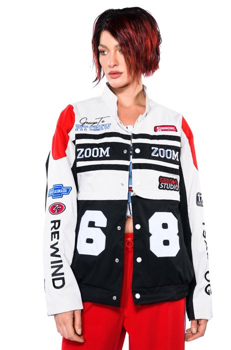 ZOOM ZOOM TWO IN ONE BOMBER SKIRT SET in black multi